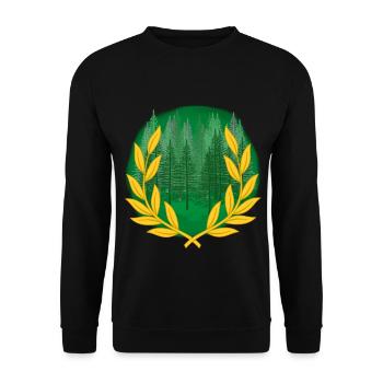Wald Tanne Fichten Fichte Bäume Baum Wildnis Holz - Unisex Pullover - Schwarz - Vorne - Alina (178cm) & Michal (187cm)