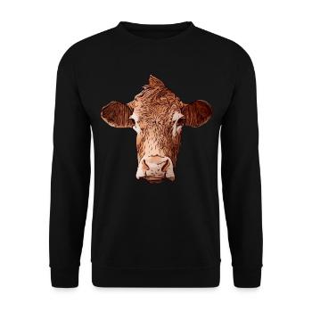 Vache motif animal motif animal motif animal - Sweat-shirt Unisexe - noir - Devant - Alina (178cm) & Michal (187cm)