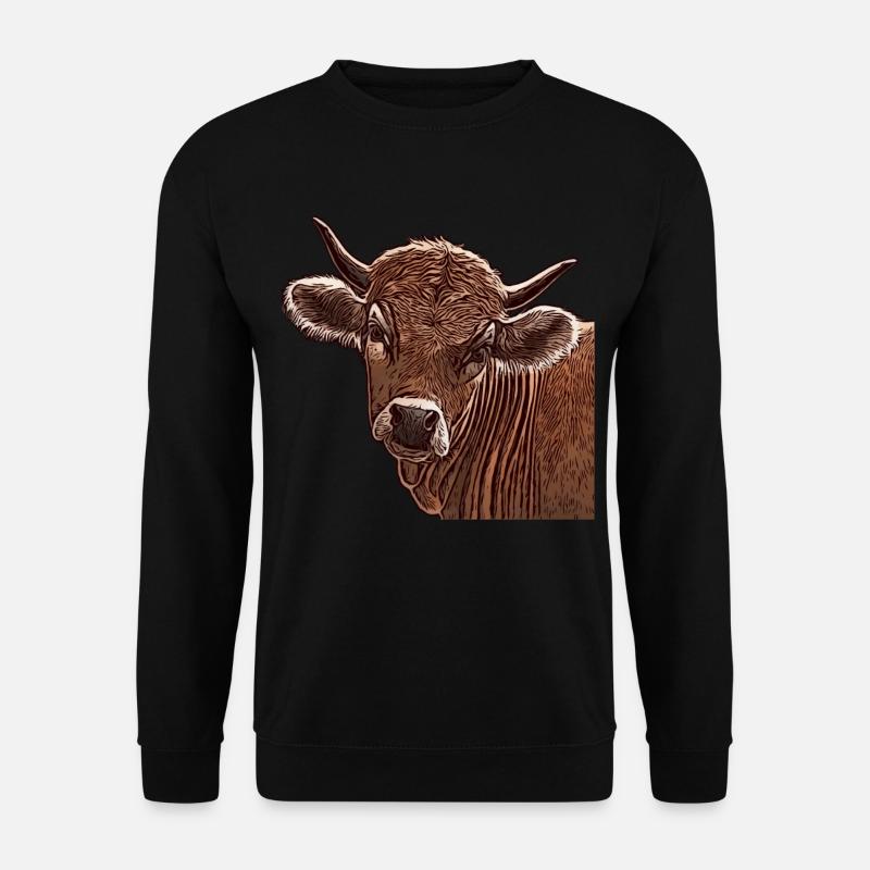 Kuh Kuhmotiv Tiergesicht - Unisex Pullover - Schwarz