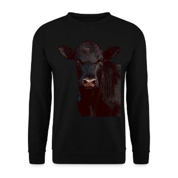 Vache Visage animal Motif animal - Sweat-shirt Unisexe - noir - Devant - Alina (178cm) & Michal (187cm)