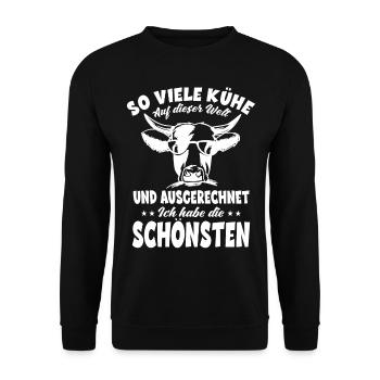 Schönsten Kühe Kuh Bauer Landwirte Rinder Bauern - Unisex Pullover - Schwarz - Vorne - Alina (178cm) & Michal (187cm)