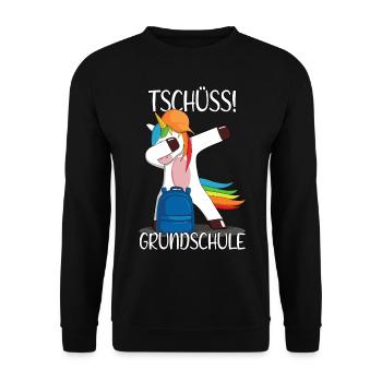 Grundschule Letzter Schultag Einhorn Einschulung - Unisex Pullover - Schwarz - Vorne - Alina (178cm) & Michal (187cm)