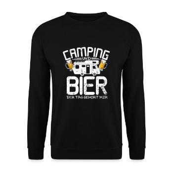 Camping Bier Spruch - Unisex Pullover - Schwarz - Vorne - Alina (178cm) & Michal (187cm)