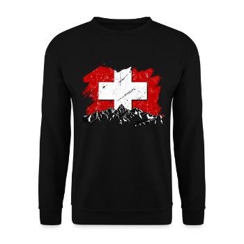 Switzerland Flag Zurich Berne Alps Swiss German - Unisex Sweatshirt - black - Front - Alina (178cm) & Michal (187cm)