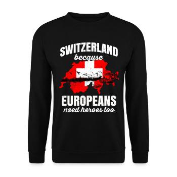 Schweiz Tshirt Flagge alpen Switzerland Zürich - Unisex Pullover - Schwarz - Vorne - Alina (178cm) & Michal (187cm)