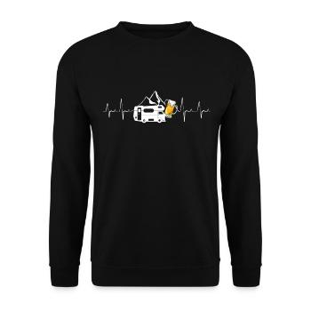 Camping Bier und Berge - Unisex Pullover - Schwarz - Vorne - Alina (178cm) & Michal (187cm)