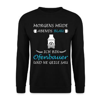 Ofenbauer Ofenbau Ofensetzer Kaminbauer - Unisex Pullover - Schwarz - Vorne - Alina (178cm) & Michal (187cm)