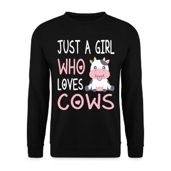 Sweet Dairy Cow – Just A Girl Who Loves Cows - Unisex Sweatshirt - black - Front - Alina (178cm) & Michal (187cm)