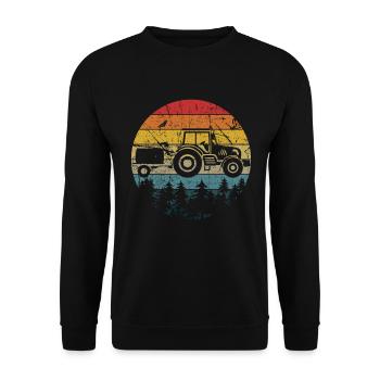 Tractor Tshirt Trekker Fieldwork Agrar Children - Unisex Sweatshirt - black - Front - Alina (178cm) & Michal (187cm)