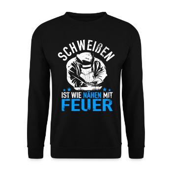 WIG Schweißer Schweißfachmann Schlossermeister - Unisex Pullover - Schwarz - Vorne - Alina (178cm) & Michal (187cm)