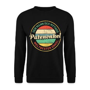 Patenonkel Onkel Retro Vintage Style - Unisex Pullover - Schwarz - Vorne - Alina (178cm) & Michal (187cm)