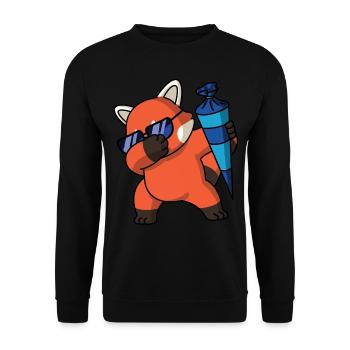 Einschulung Dabbing roter Panda Schlafanzug Kostüm - Unisex Pullover - Schwarz - Vorne - Alina (178cm) & Michal (187cm)