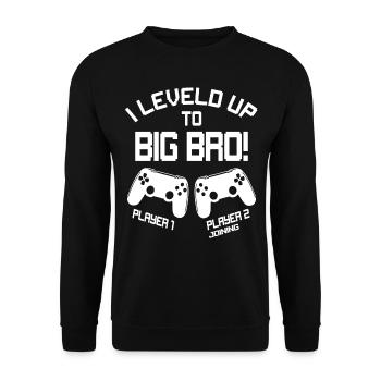 Jeux - I Leveled Up To Big Bro - Enfin frère - Sweat-shirt Unisexe - noir - Devant - Alina (178cm) & Michal (187cm)