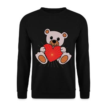 Cuddle cuddle bear heart love Valentin cordially - Unisex Sweatshirt - black - Front - Alina (178cm) & Michal (187cm)