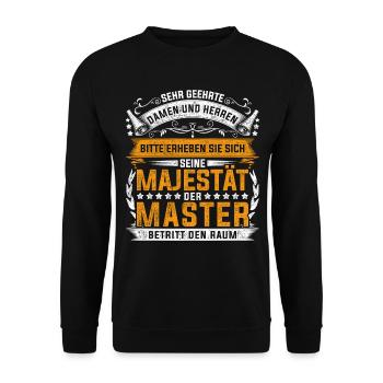 Abschluss Mastertitel Majestät Master Absolvent - Unisex Pullover - Schwarz - Vorne - Alina (178cm) & Michal (187cm)