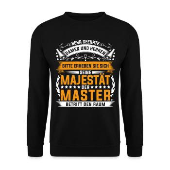 Abschluss Mastertitel Majestät Master Absolvent - Unisex Pullover - Schwarz - Vorne - Alina (178cm) & Michal (187cm)