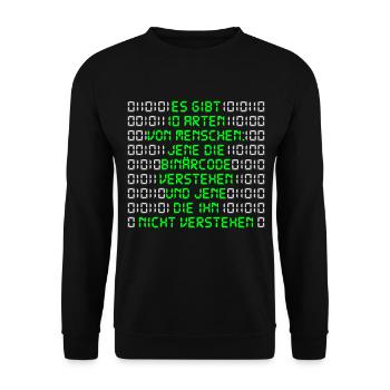 Informatikerer Programmierer Binärcode Nerd - Unisex Pullover - Schwarz - Vorne - Alina (178cm) & Michal (187cm)