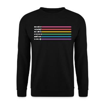 LGBT CSD Gay Pride Rainbow Lightsaber - Unisex Sweatshirt - black - Front - Alina (178cm) & Michal (187cm)