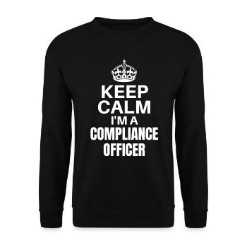Keep Calm Ich bin ein Compliance-Beauftragter, lustige Job Desi - Unisex Pullover - Schwarz - Vorne - Alina (178cm) & Michal (187cm)