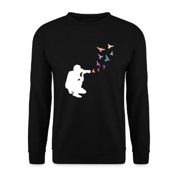 Fotografie Fotograf Vögel bunt - Unisex Pullover - Schwarz - Vorne - Alina (178cm) & Michal (187cm)