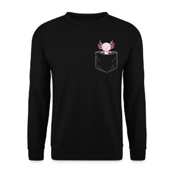 Axolotl cute axolotl in breast pocket kawaii - Unisex Sweatshirt - black - Front - Alina (178cm) & Michal (187cm)