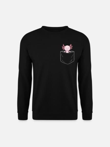 Axolotl süßes Axolotl in Brusttasche Kawaii - Unisex Pullover - Schwarz
