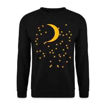 Mond und Sterne - Unisex Pullover - Schwarz - Vorne - Alina (178cm) & Michal (187cm)