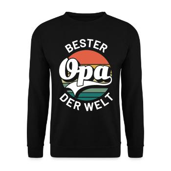 Bester Opa der Welt | Retro Vintage - Unisex Pullover - Schwarz - Vorne - Alina (178cm) & Michal (187cm)