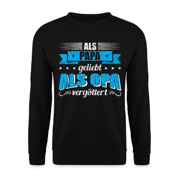 Papa Opa | Als Papa geliebt als Opa vergöttert - Unisex Pullover - Schwarz - Vorne - Alina (178cm) & Michal (187cm)