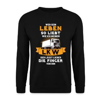 Finger von meinem LKW - Fernfahrer Lastwagen Truck - Unisex Pullover - Schwarz - Vorne - Alina (178cm) & Michal (187cm)