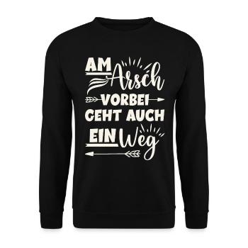 Am Arsch vorbei geht auch ein Weg - Unisex Pullover - Schwarz - Vorne - Alina (178cm) & Michal (187cm)