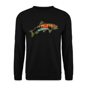 Trout Fishing Angler Nature Trout Illustration - Unisex Sweatshirt - black - Front - Alina (178cm) & Michal (187cm)