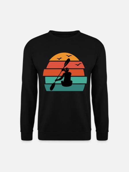 Retro Wildwasser Kajak Kajakfahrer Kanu Kayaking - Unisex Pullover - Schwarz