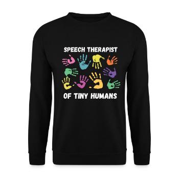 Logopäde Speech für SLP Sprachtherapeut - Unisex Pullover - Schwarz - Vorne - Alina (178cm) & Michal (187cm)