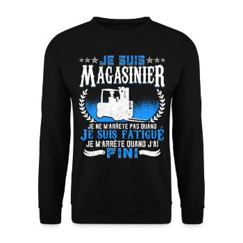 Magasinier Humour - Sweat-shirt Unisexe - noir - Devant - Alina (178cm) & Michal (187cm)