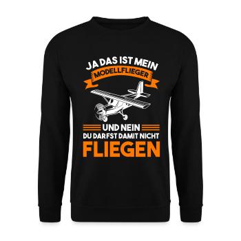 Modellflugzeug Flieger Flugzeug Pilot Modellflug M - Unisex Pullover - Schwarz - Vorne - Alina (178cm) & Michal (187cm)