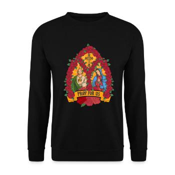 St. Jude Thaddeus and Our Lady of Guadalupe - Unisex Pullover - Schwarz - Vorne - Alina (178cm) & Michal (187cm)