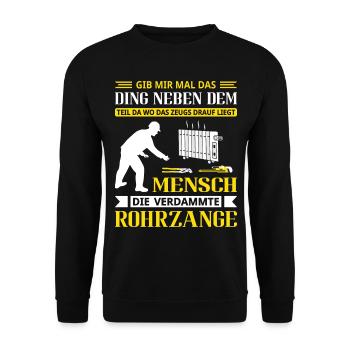 Heizungsbauer Heizungsbau Klempner Installateur - Unisex Pullover - Schwarz - Vorne - Alina (178cm) & Michal (187cm)