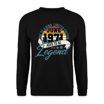 Juin 1971 Anniversaire Vintage 50 ans - Sweat-shirt Unisexe - noir - Devant - Alina (178cm) & Michal (187cm)