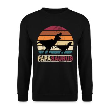 Papa Saurus Dinosaures Familles Dino Papasaurus - Sweat-shirt Unisexe - noir - Devant - Alina (178cm) & Michal (187cm)