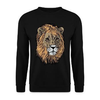 Lion's head Africa animal motif predator imprint art - Unisex Sweatshirt - black - Front - Alina (178cm) & Michal (187cm)