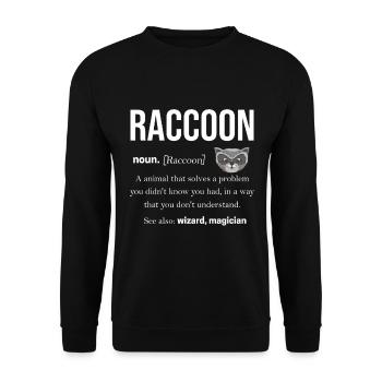 Waschbär Racoon Tier Geschenk Frettchen Marder - Unisex Pullover - Schwarz - Vorne - Alina (178cm) & Michal (187cm)