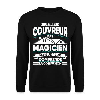 Couvreur Zingueur Humour - Sweat-shirt Unisexe - noir - Devant - Alina (178cm) & Michal (187cm)