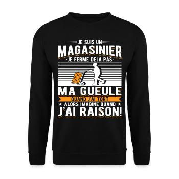 Magasinier Cadeau - Sweat-shirt Unisexe - noir - Devant - Alina (178cm) & Michal (187cm)