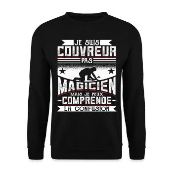 Couvreur Zingueur Humour - Sweat-shirt Unisexe - noir - Devant - Alina (178cm) & Michal (187cm)