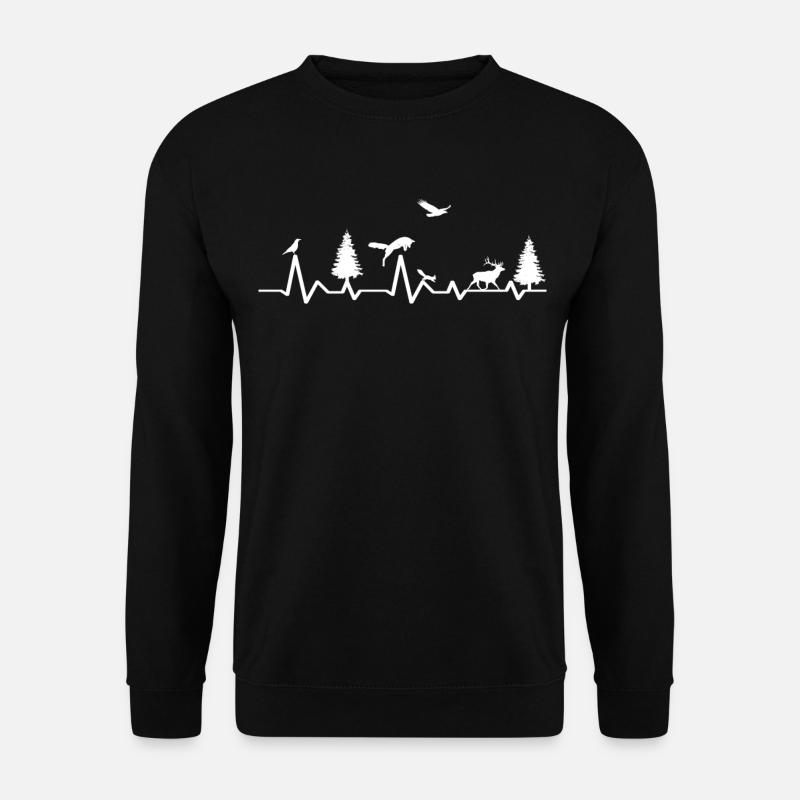 Herzschlag Tiere Fuchs Wald Vogel Reh Hirsch Adler - Unisex Pullover - Schwarz