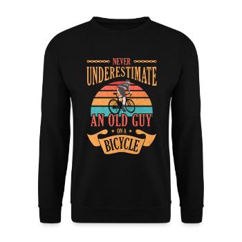 Never Underestimate Old Guy on a Bicycle Cycling - Unisex Sweatshirt - black - Front - Alina (178cm) & Michal (187cm)