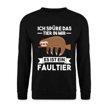 Ich Spüre Das Tier In Mir Es Ist ein Faultier - Unisex Pullover - Schwarz - Vorne - Alina (178cm) & Michal (187cm)