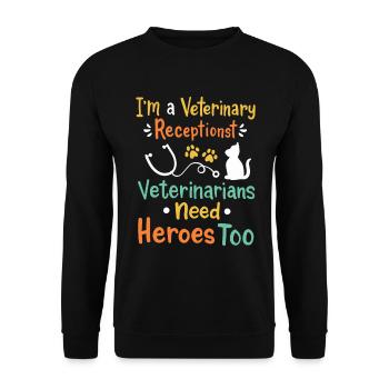 Veterinary Receptionist Tierarzthelferin Geschenk - Unisex Pullover - Schwarz - Vorne - Alina (178cm) & Michal (187cm)