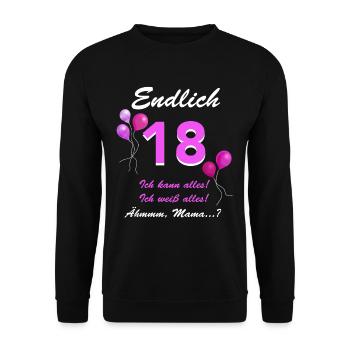 Endlich 18 Ich Kann Alles - Unisex Pullover - Schwarz - Vorne - Alina (178cm) & Michal (187cm)